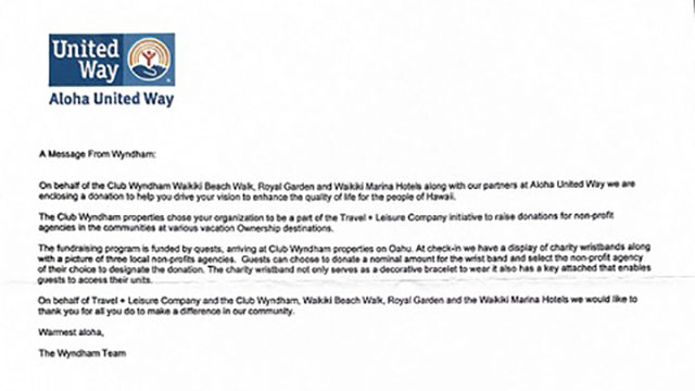 Letter from Aloha United Way